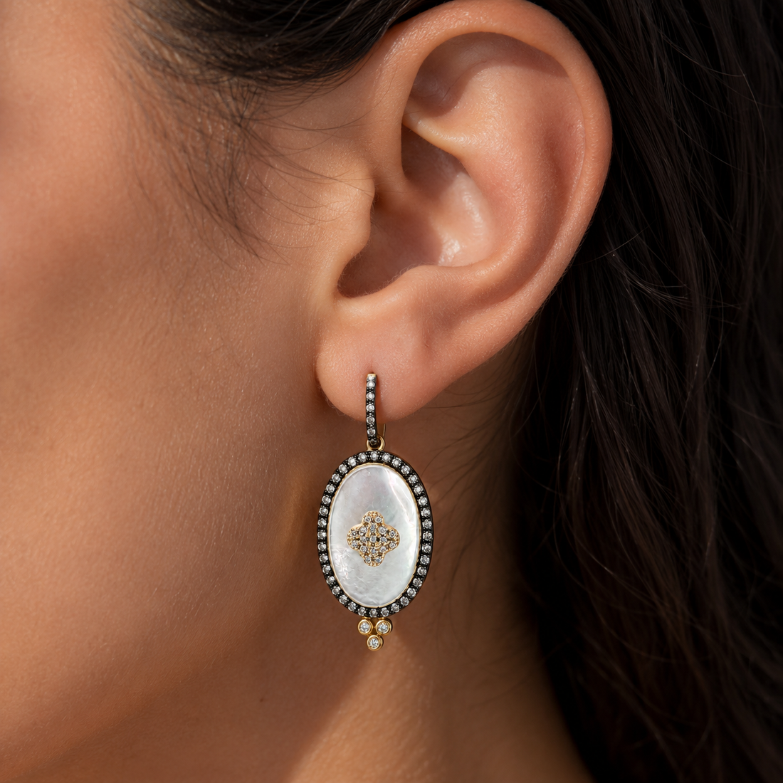 Mother of Pearl Medallion Drop Earrings