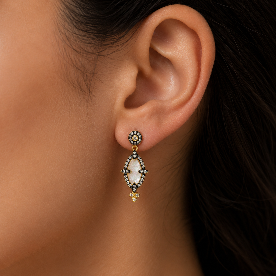Marquise Mother of Pearl Drop Earrings