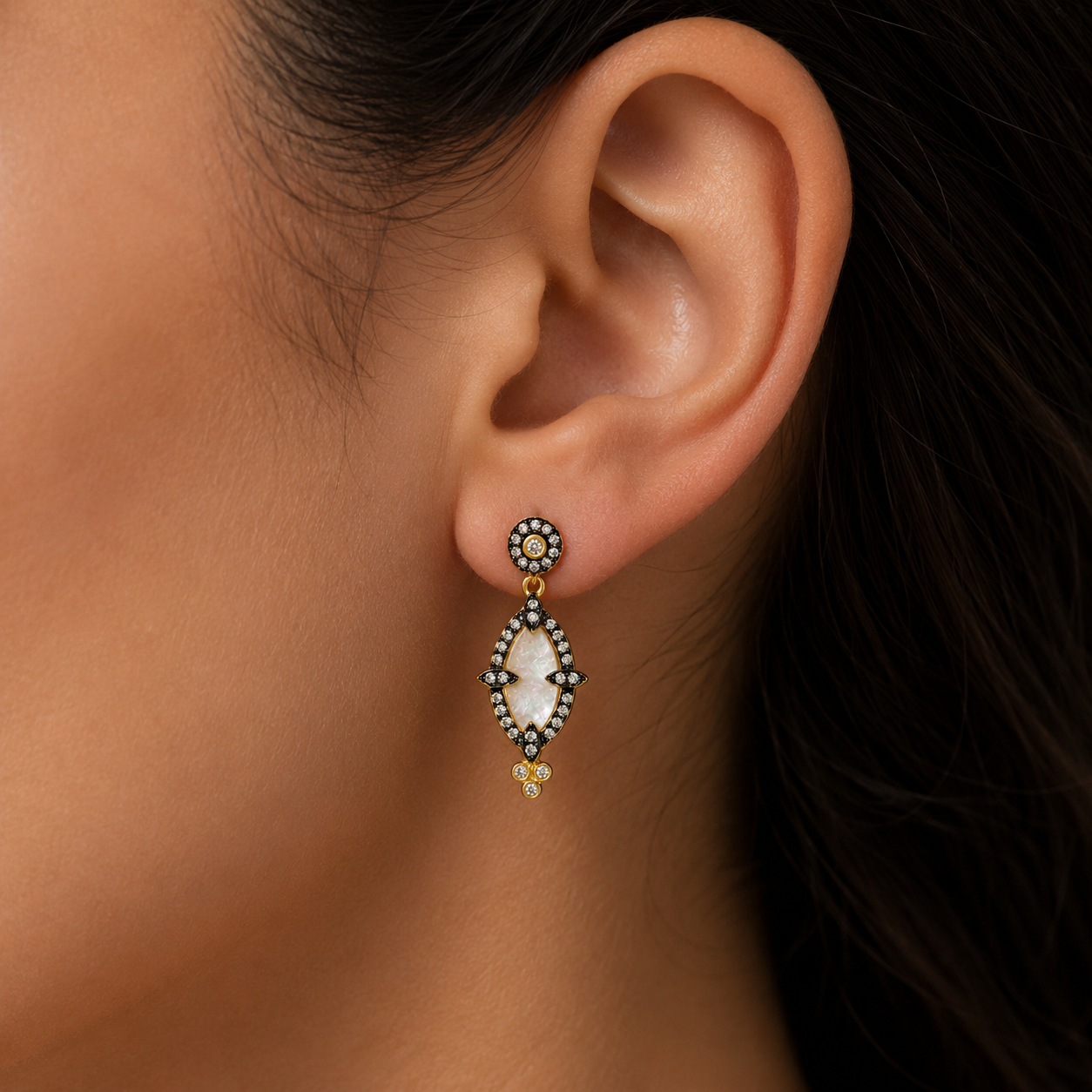Marquise Mother of Pearl Drop Earrings