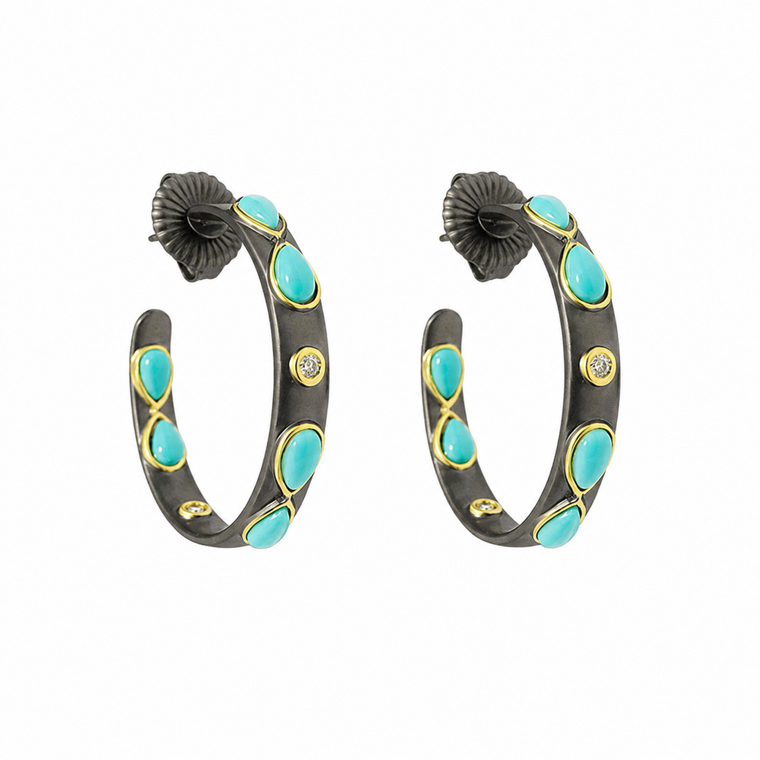 Turquoise Teardrop Hoops