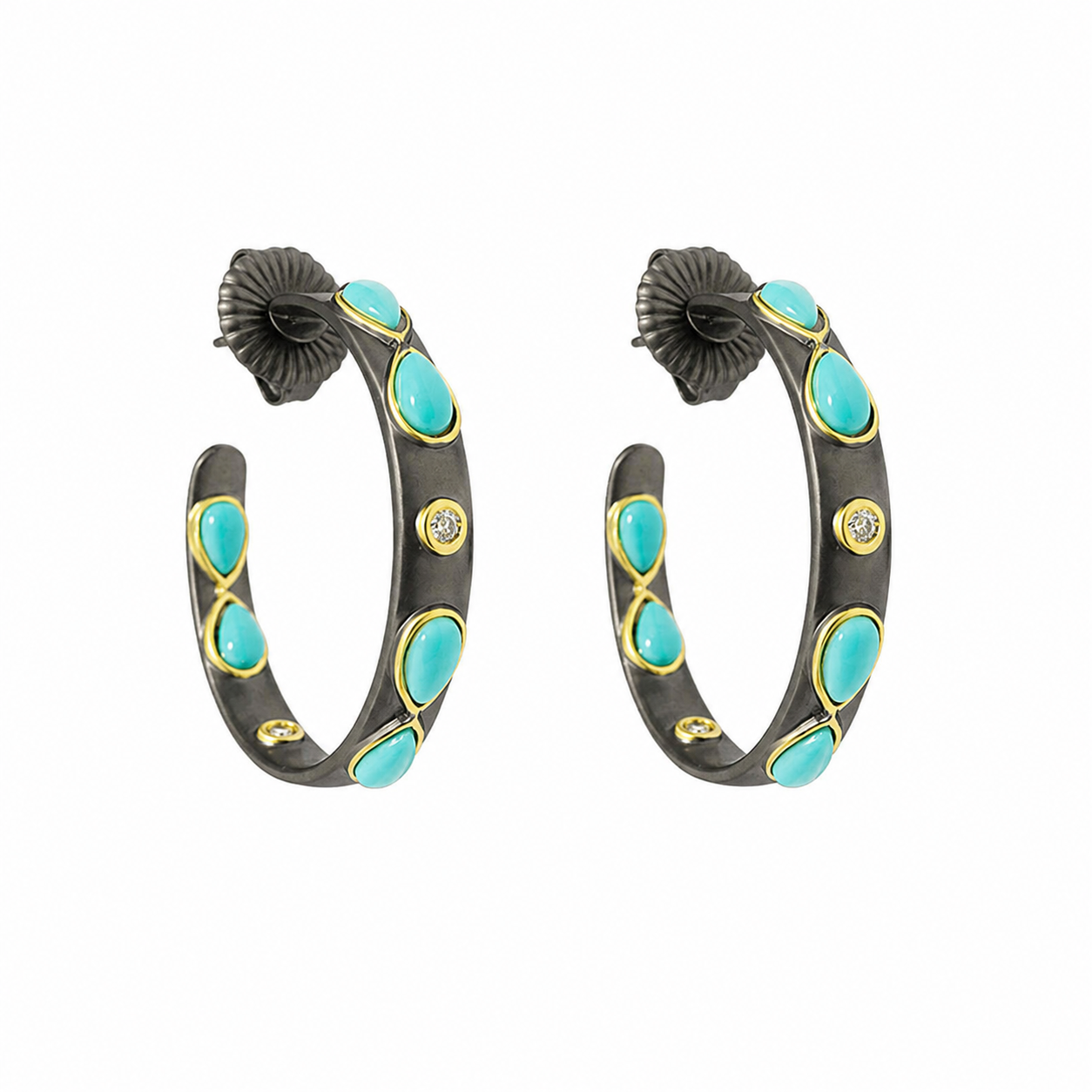 Turquoise Teardrop Hoops