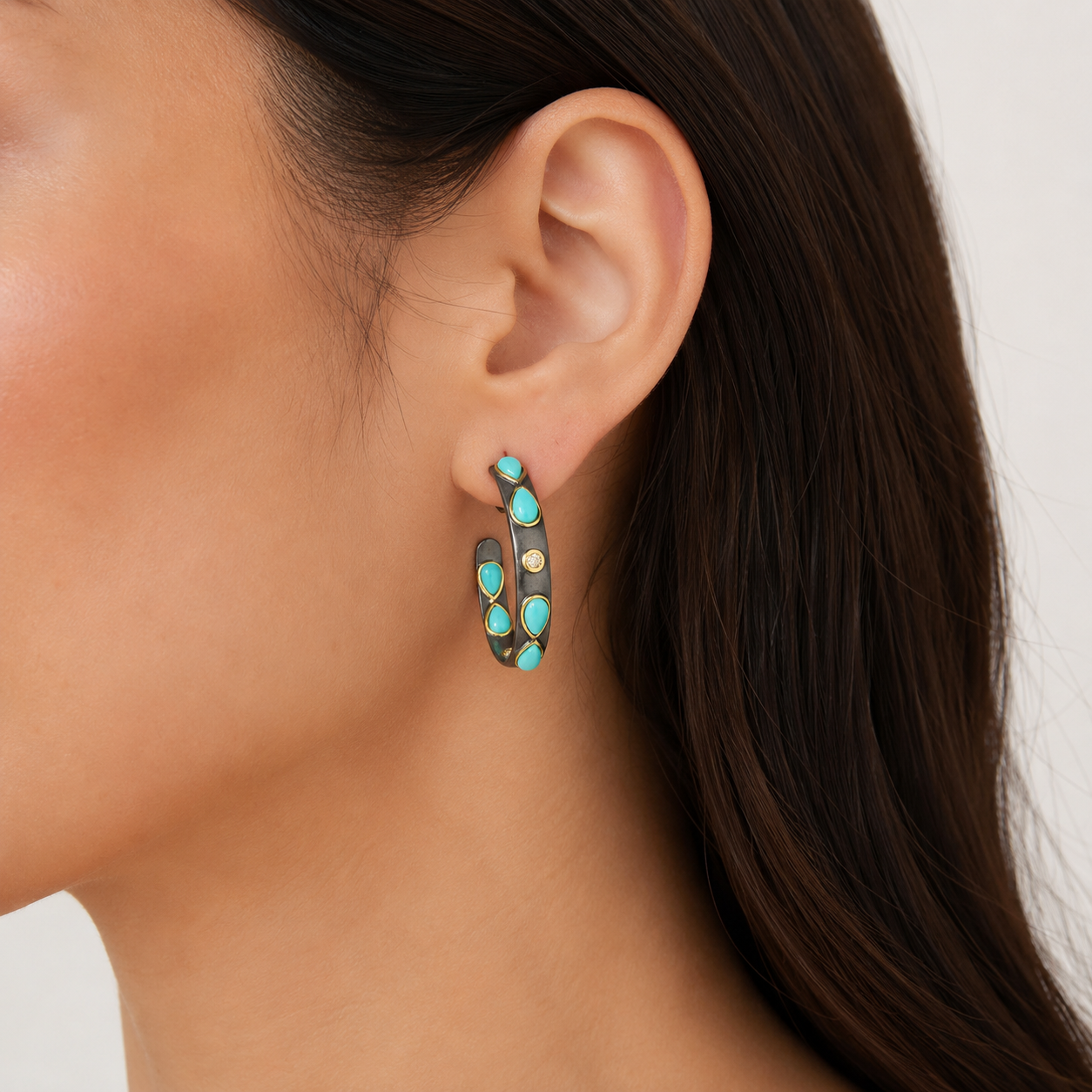 Turquoise Teardrop Hoops