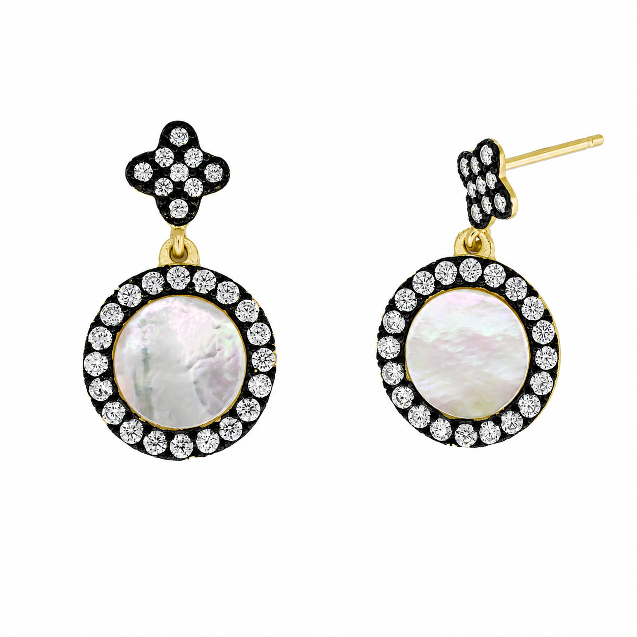 Mother of Pearl Halo Drop Earrings