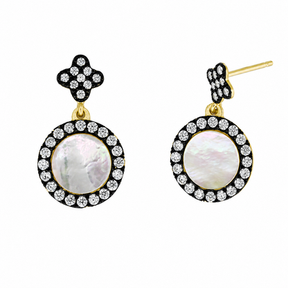 Mother of Pearl Halo Drop Earrings