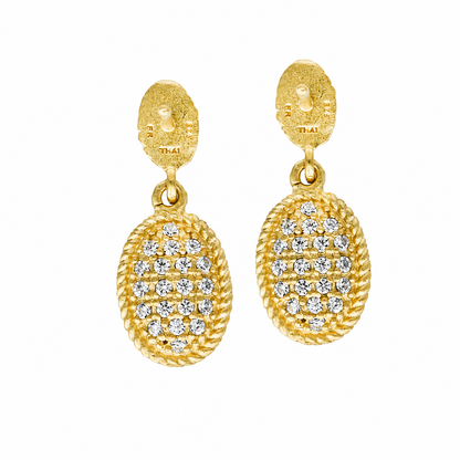 Gilded Cable Small Pave Drop Earrings
