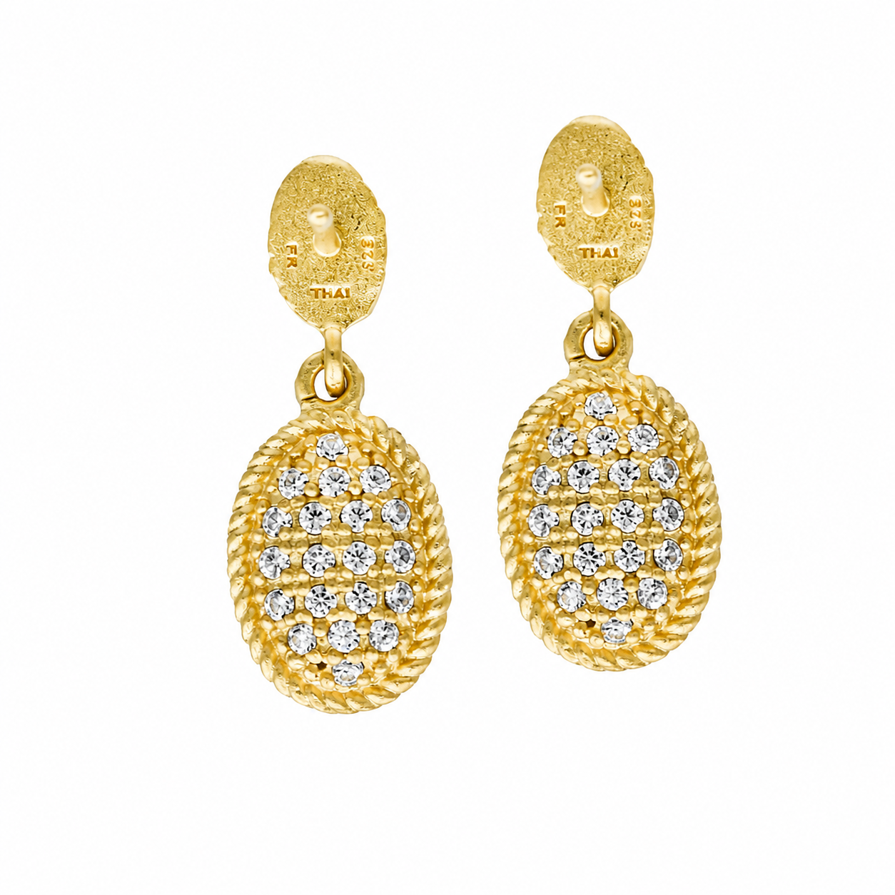 Gilded Cable Small Pave Drop Earrings
