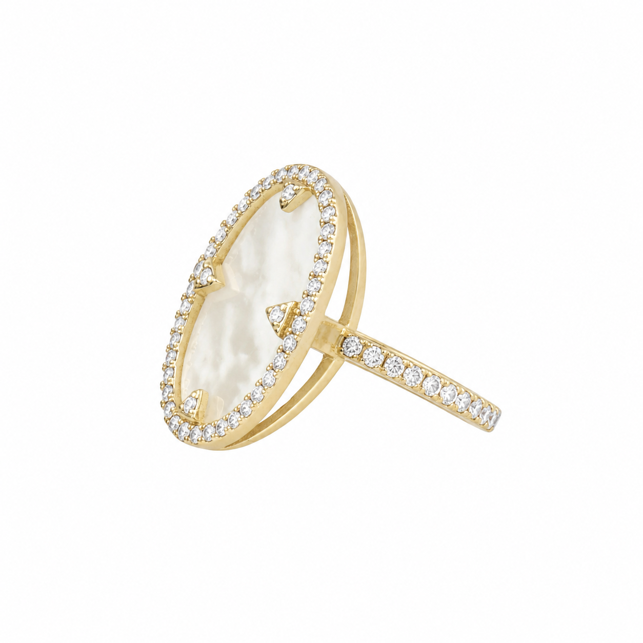 Mother of Pearl and Pavé Cocktail Ring