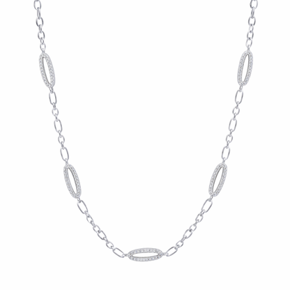Signature Oval Pavé Station Chain Link Necklace