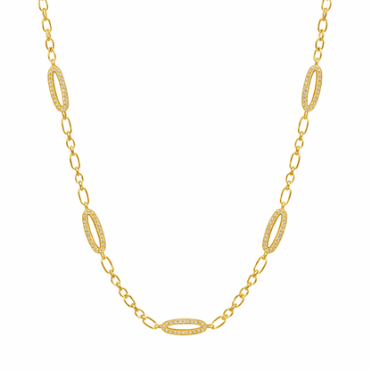 Signature Oval Pavé Station Chain Link Necklace