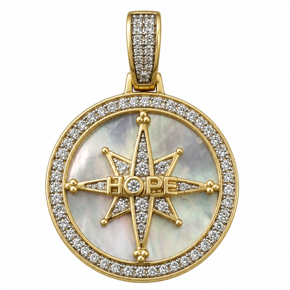 Mother of Pearl Compass Hope Charm