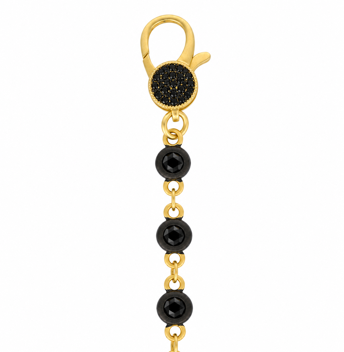 7" Black &amp; Gold Bezel Charm Bar Bracelet