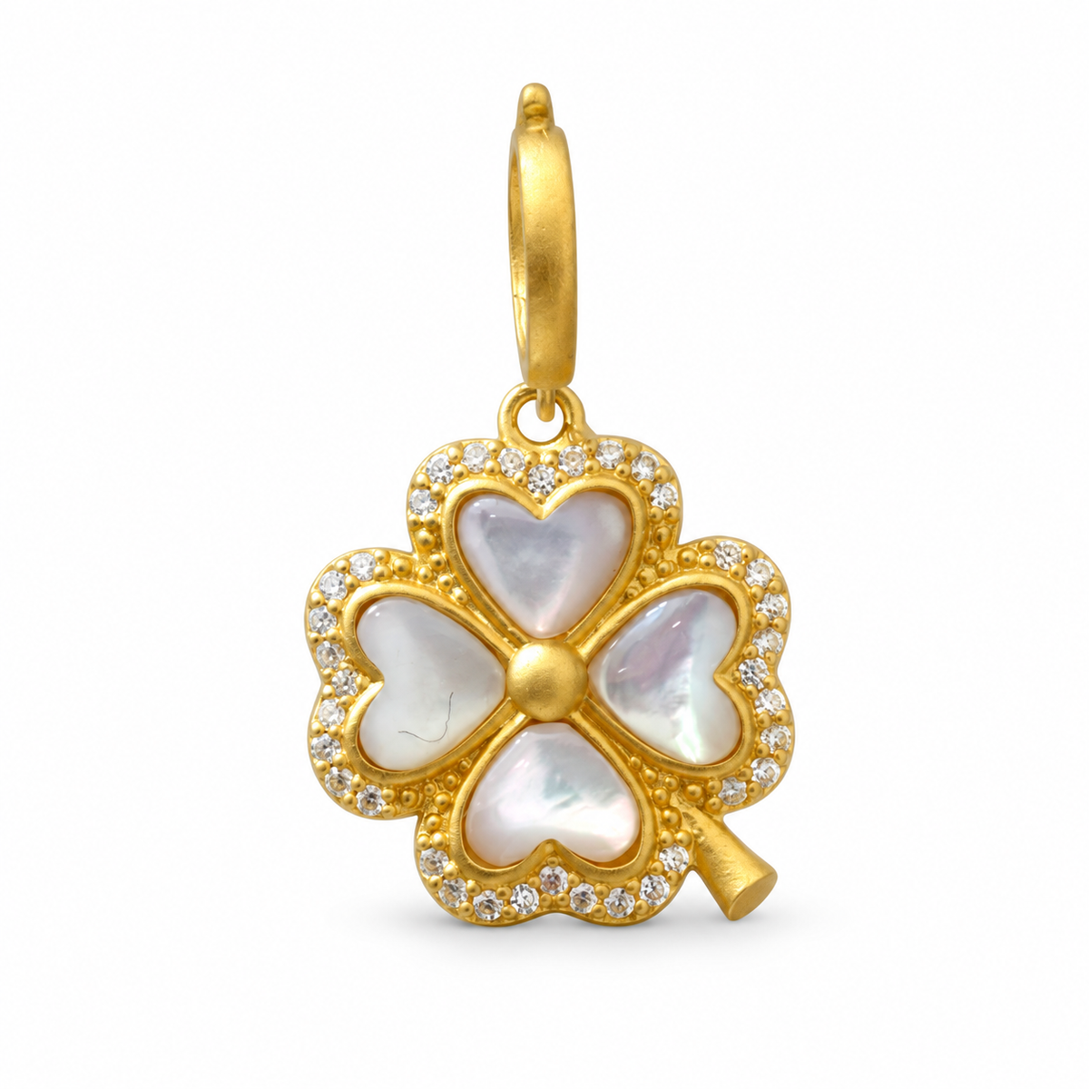 Believe Mother of Pearl Clover Charm