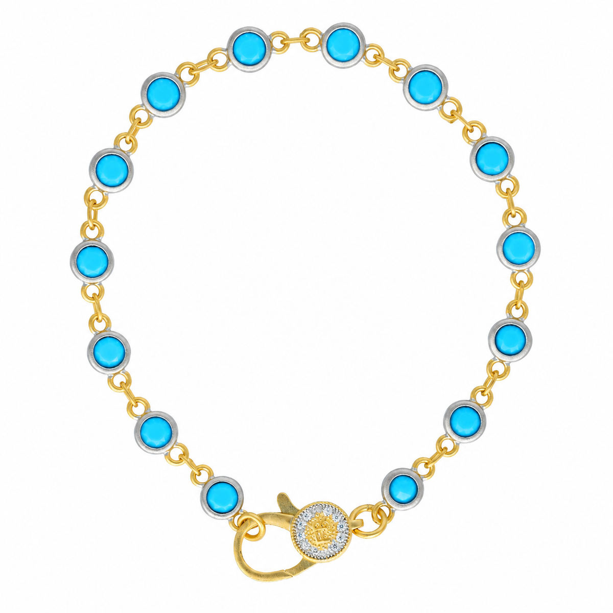 7" Turquoise Bezel Charm Bar Bracelet