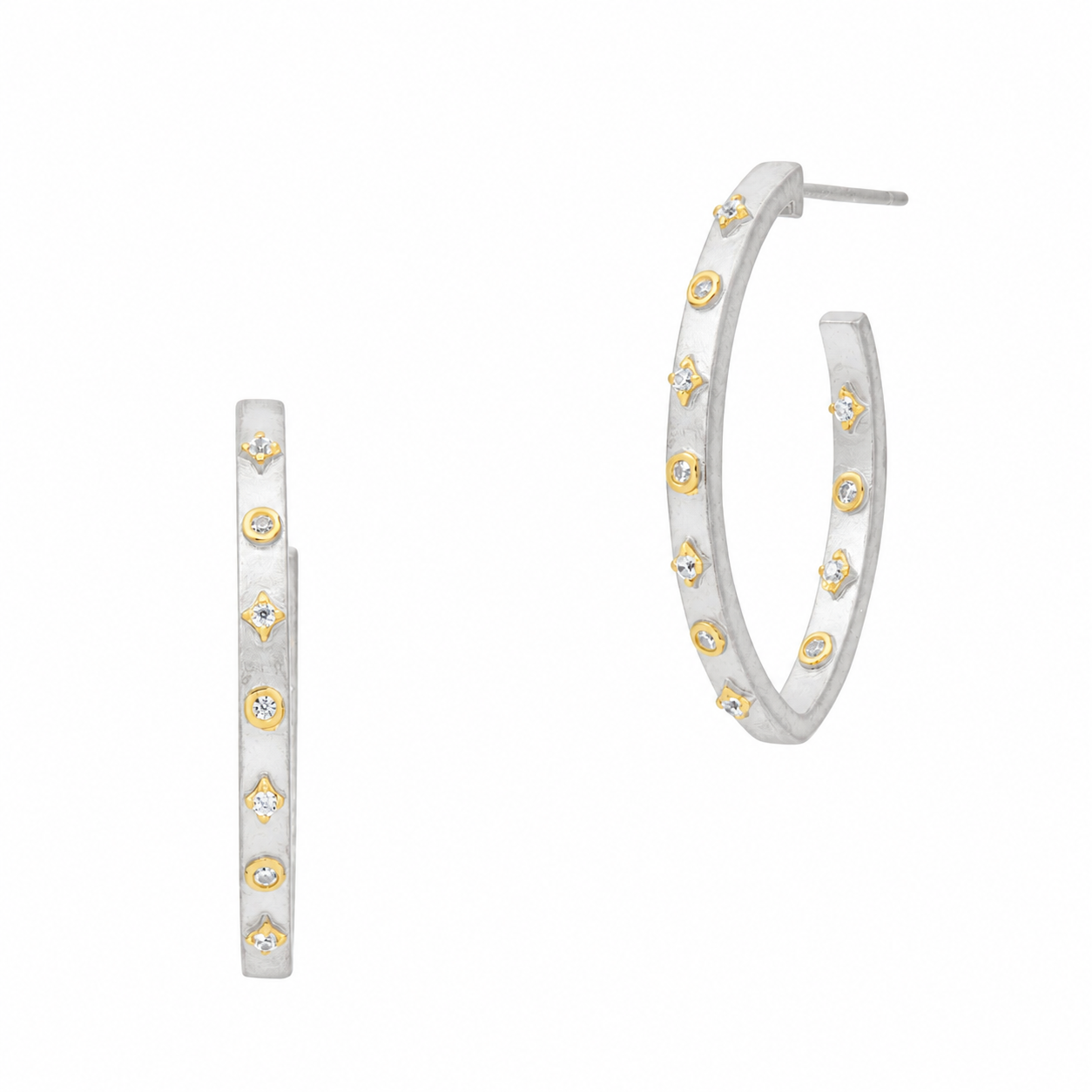 Signature Studded Eternity Oval Pointed Hoop