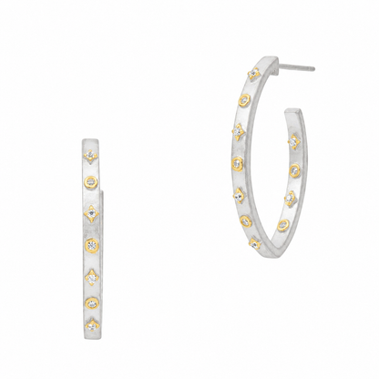 Signature Studded Eternity Oval Pointed Hoop