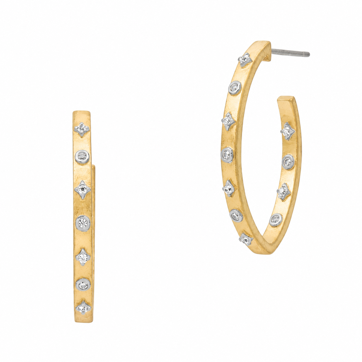 Signature Studded Eternity Oval Pointed Hoop