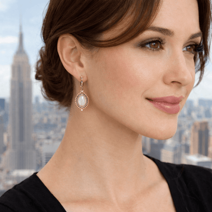 Imperial Oval Mother of Pearl Mini Drop Earrings - FREIDA ROTHMAN