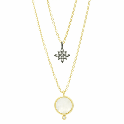 Celestial Double Drop Pendant Necklace - FREIDA ROTHMAN