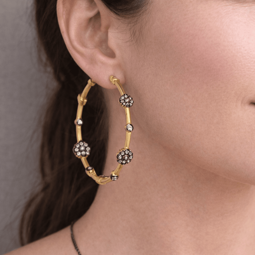 Signature Floral Station Hoop Earrings - FREIDA ROTHMAN