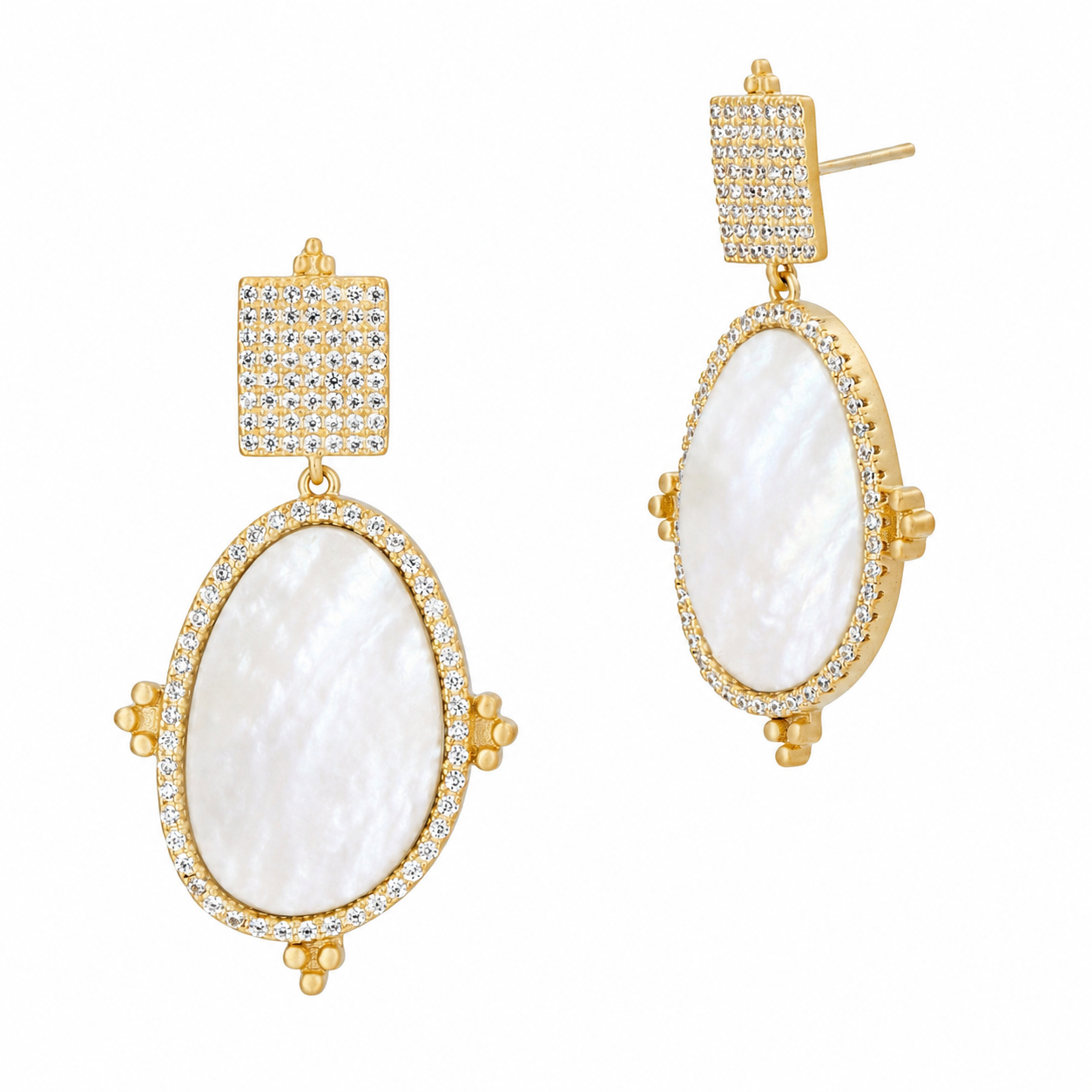 Amazonian Allure Oval Stone Drop Earrings