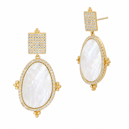 Amazonian Allure Oval Stone Drop Earrings
