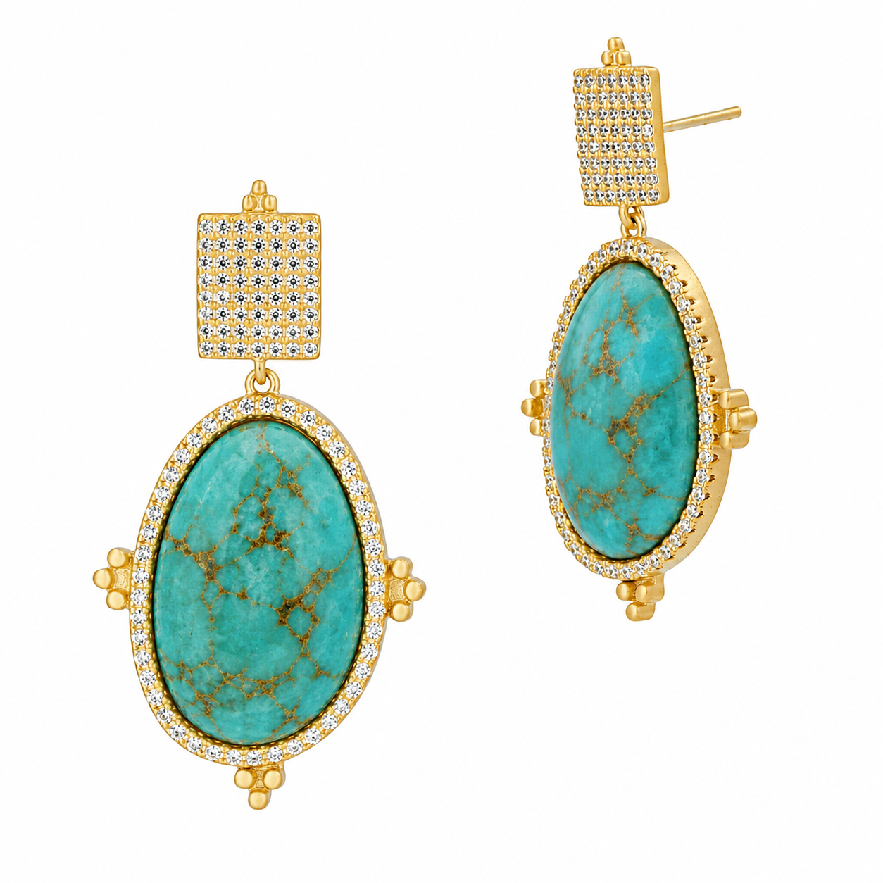 Amazonian Allure Oval Stone Drop Earrings