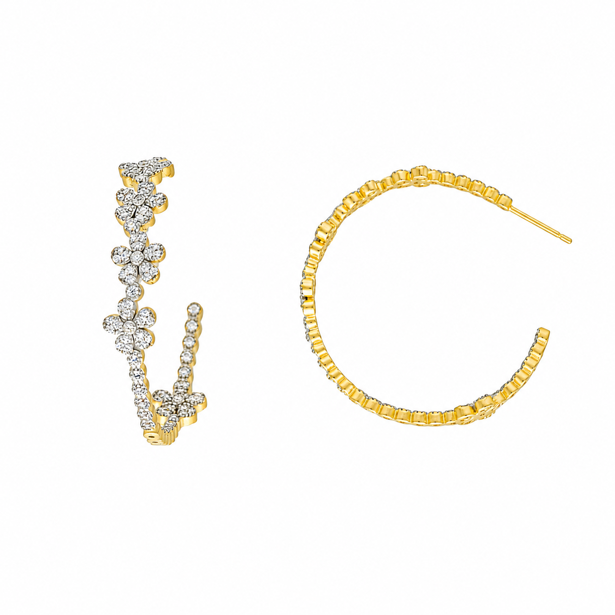 Floral Double Row Pavé Hoop