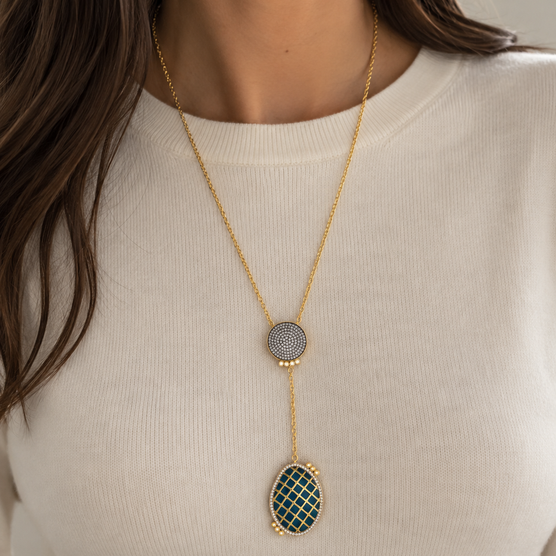 Baroque Blues Y-Neck Necklace