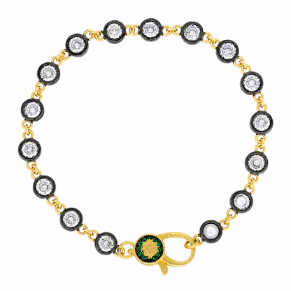 7" Clear CZ Bezel Charm Bar Bracelet