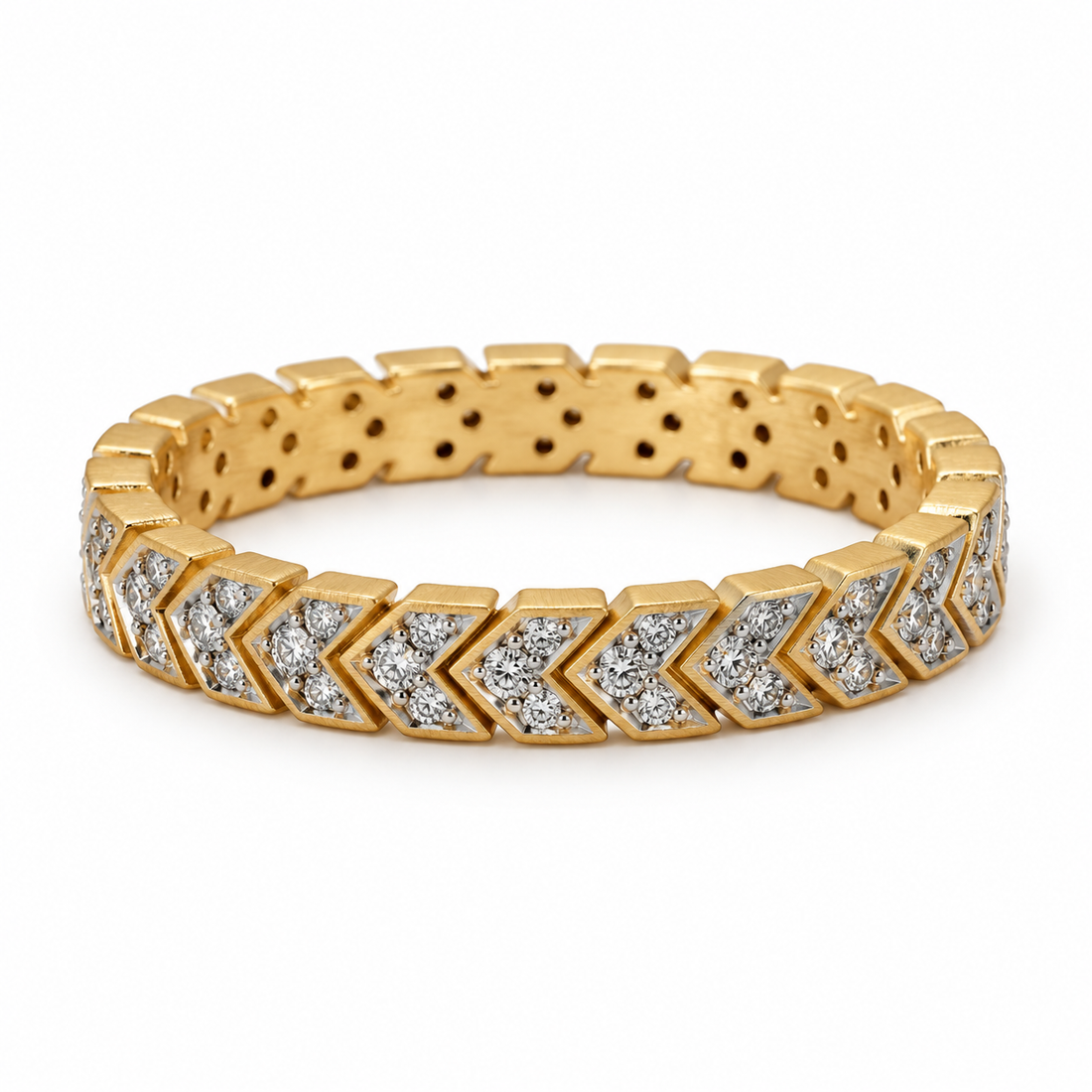 Industrial Finish Pavé Chevron Band Ring