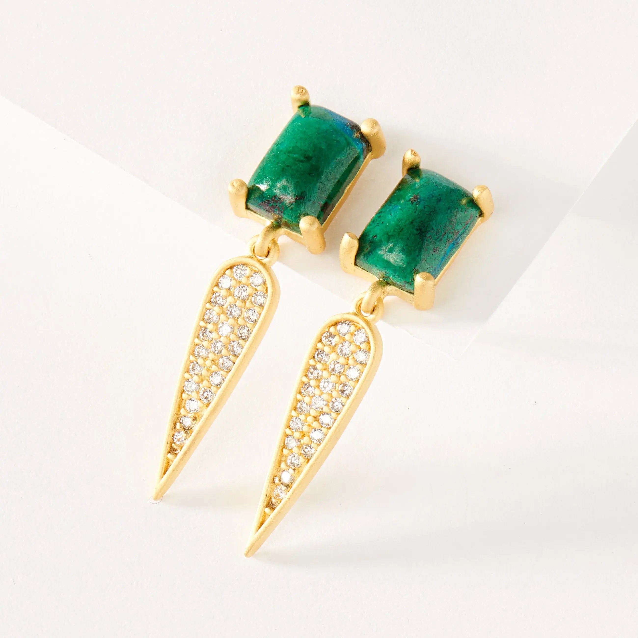 14KGoldonSterlingSilver Chrysocolla at Night Earring Harmony 