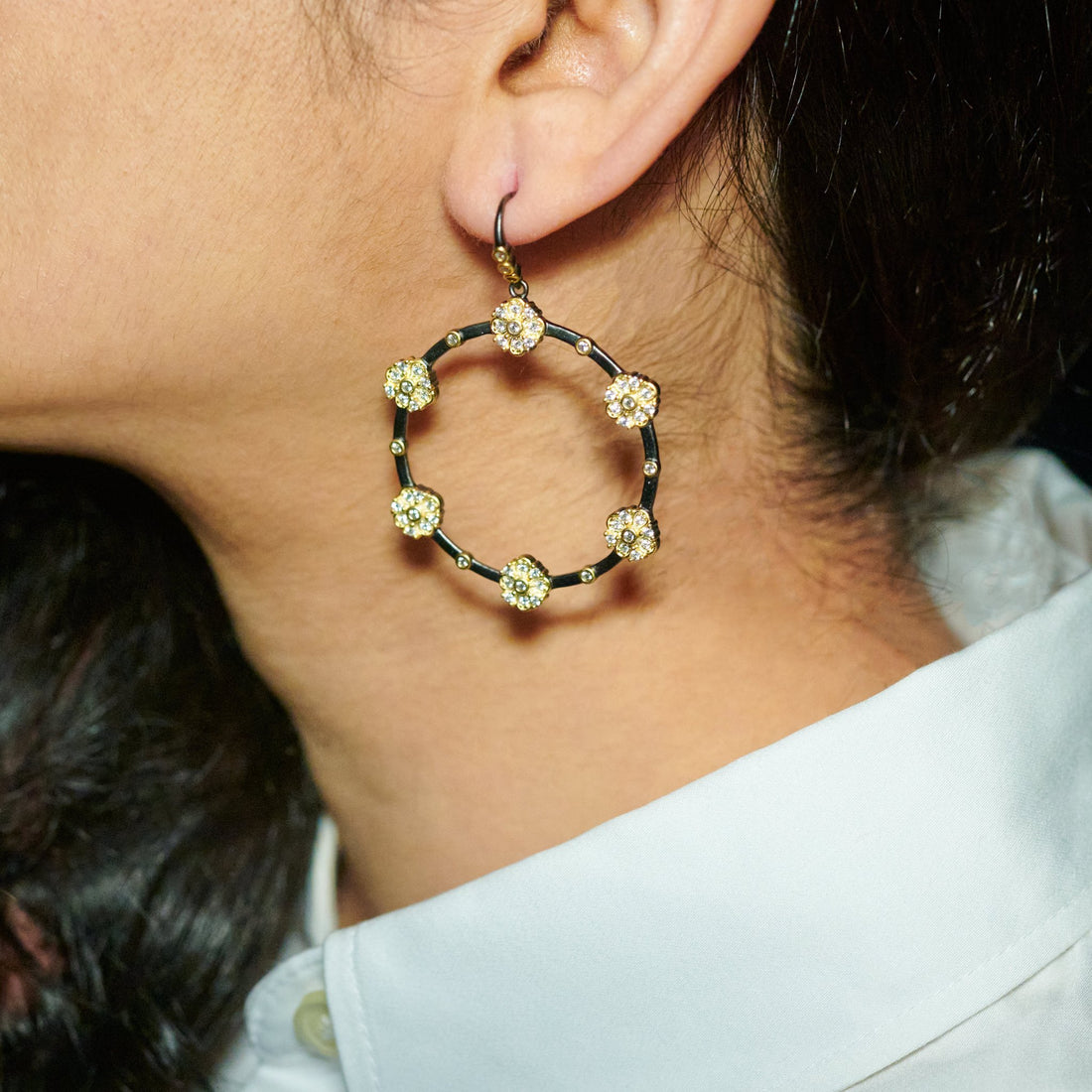 Brooklyn in Bloom Station Open Hoop Earrings - FREIDA ROTHMAN