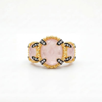 Rose Quartz Cabochon Cocktail Ring