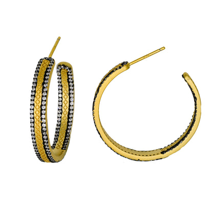 Basket Weave CZ Hoops
