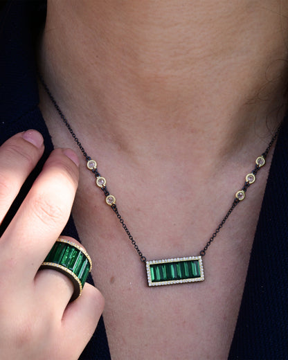 FREIDA ROTHMAN Midnight Baguette Bar Pendant Necklace
