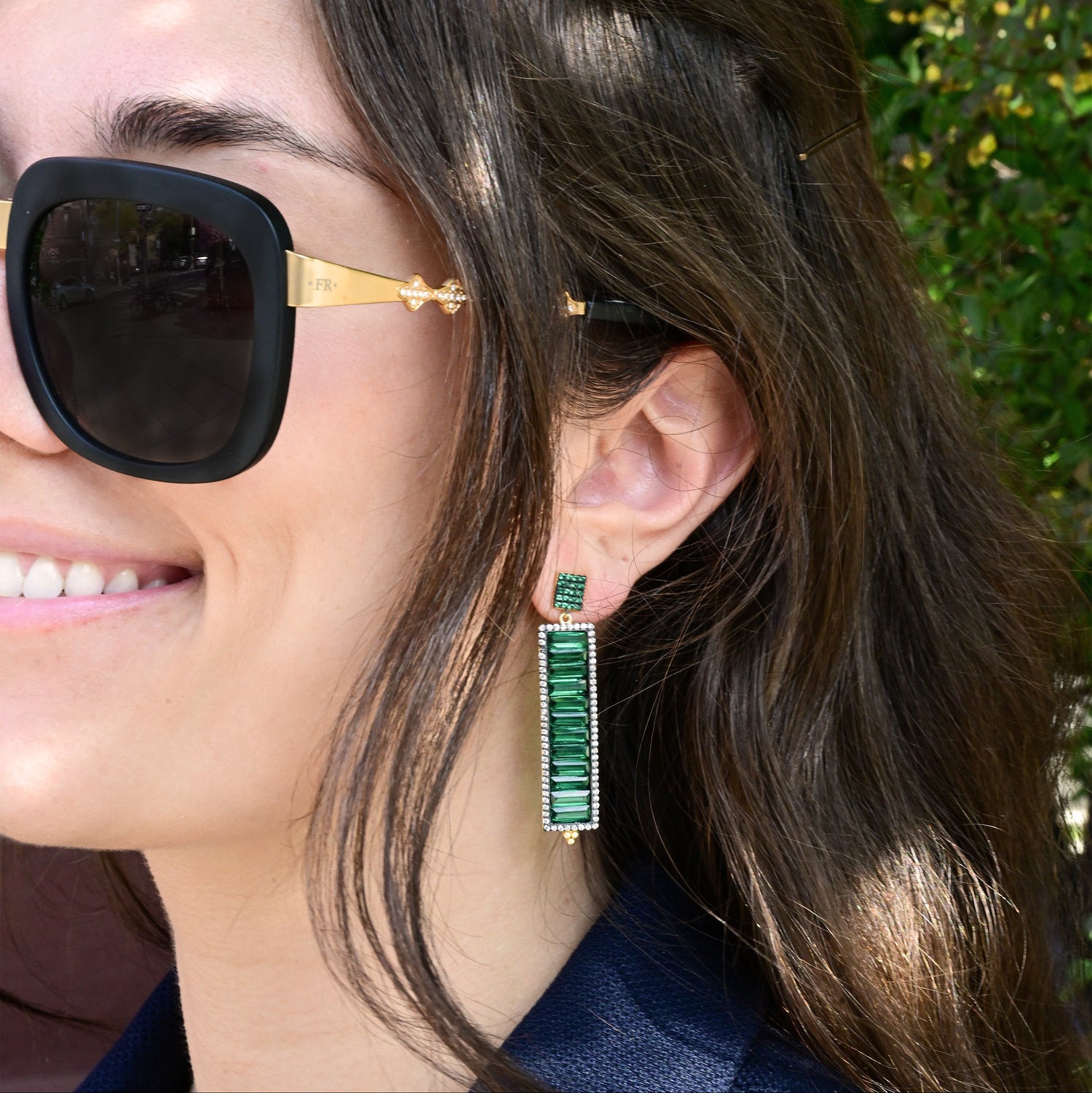 Midnight Baguette Linear Earring