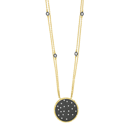 Reversible Mother of Pearl Medallion Double Chain Necklace