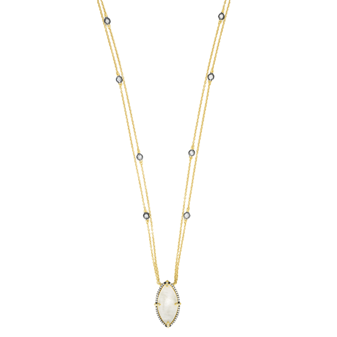 Marquise Mother of Pearl Station Necklace
