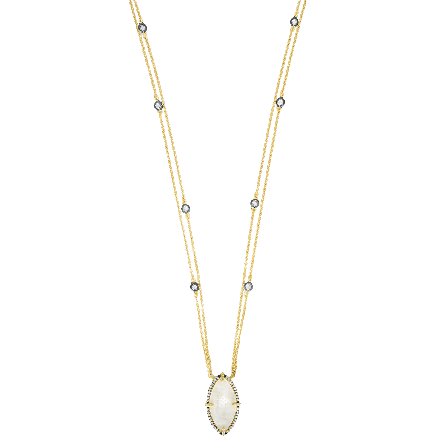 Marquise Mother of Pearl Station Necklace