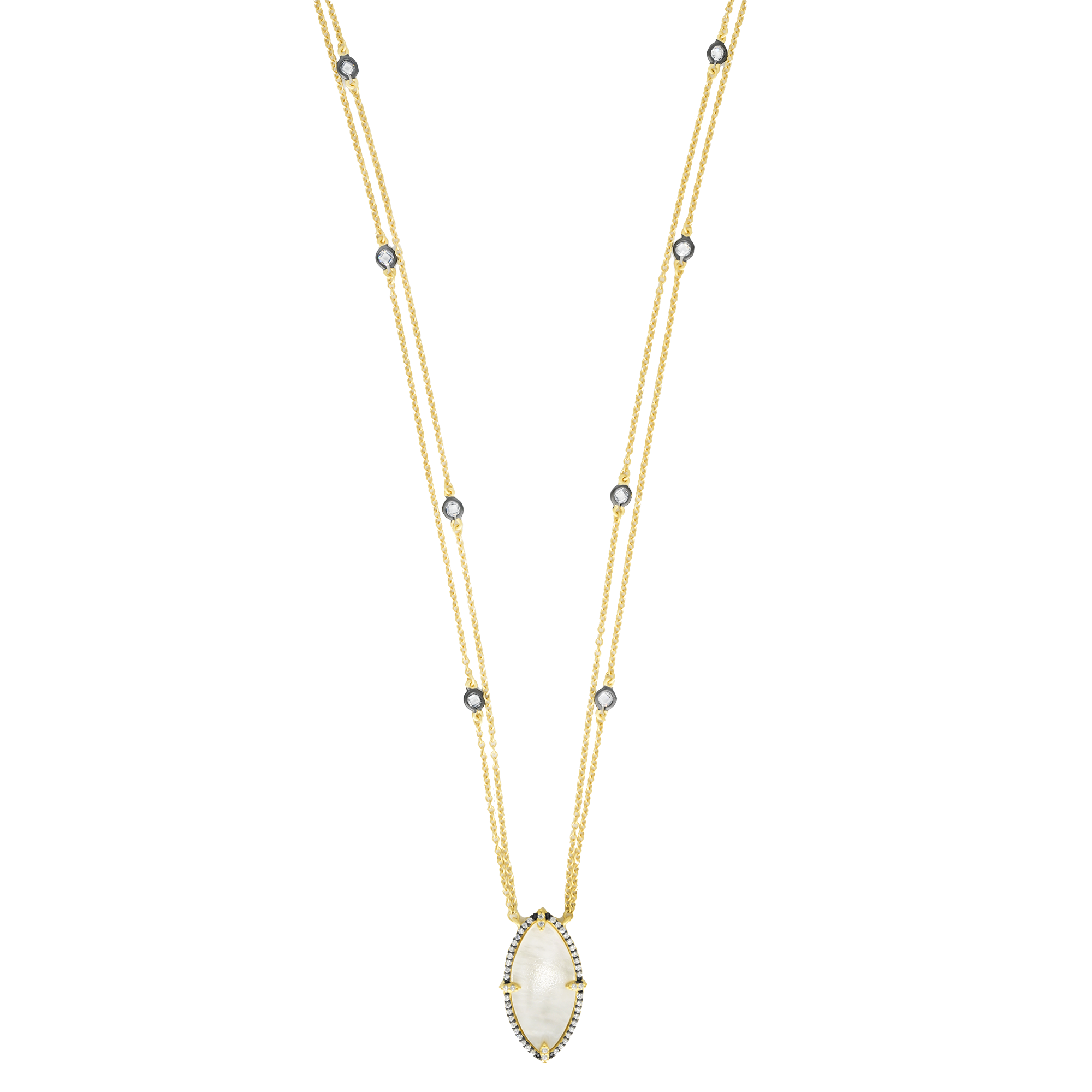 Marquise Mother of Pearl Station Necklace