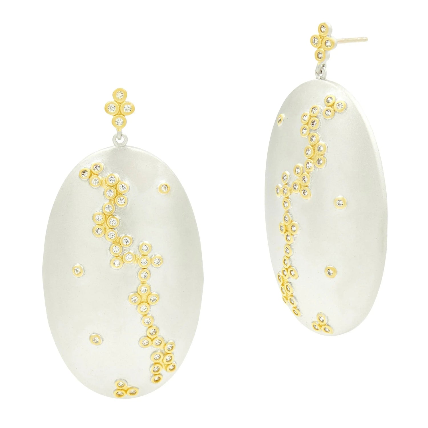 Platinumand14KGoldonSterlingSilver Armor of Hope Large Oval Earrings FR Vault EARRING