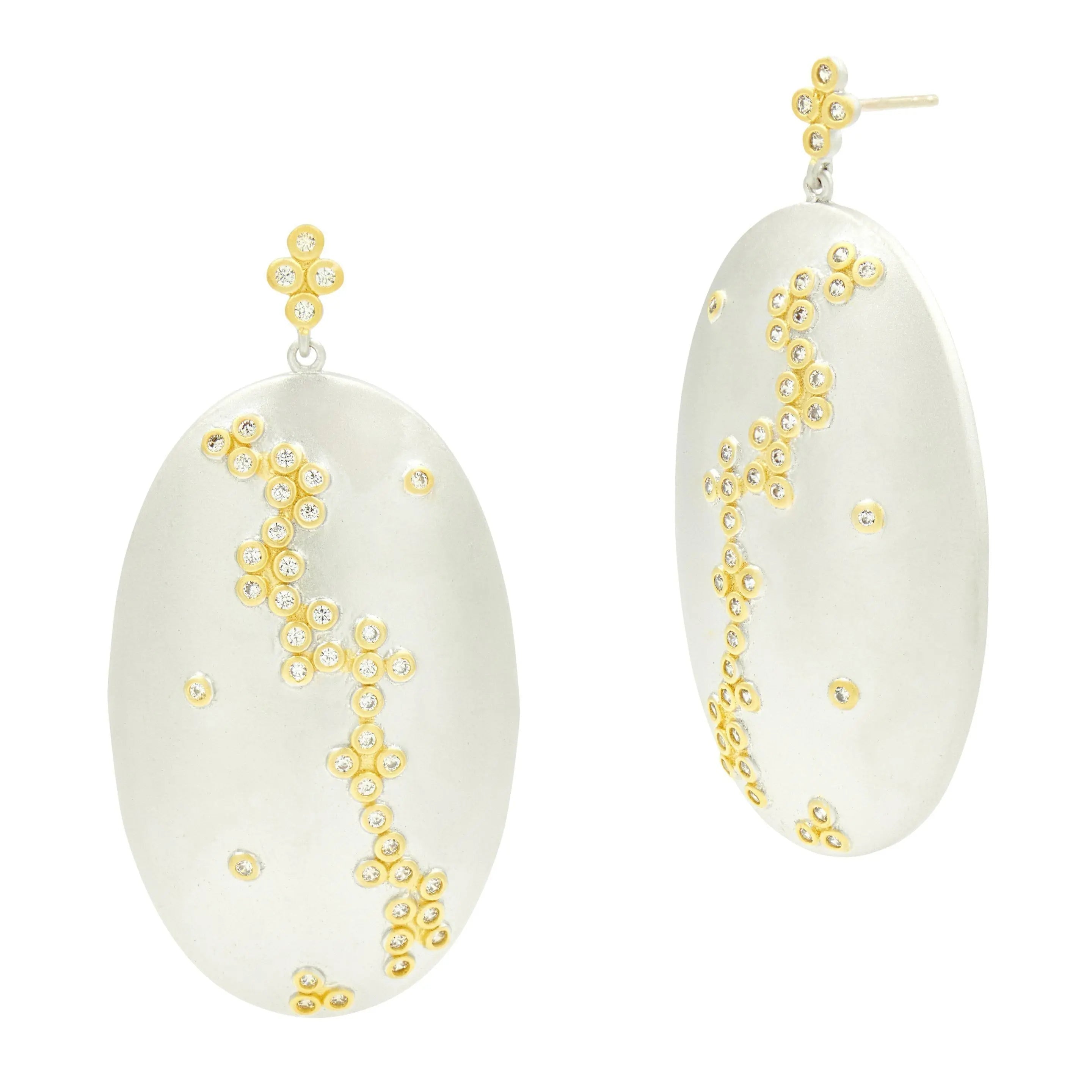 Platinumand14KGoldonSterlingSilver Armor of Hope Large Oval Earrings FR Vault EARRING