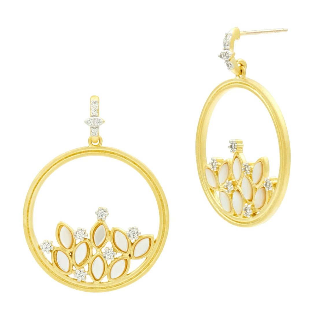 Armor of Hope MOP Cluster Open Hoop Earrings - FREIDA ROTHMAN