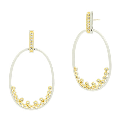 Platinumand14KGoldonSterlingSilver Armor of Hope Open Oval Hoop Earrings FREIDA ROTHMAN EARRING