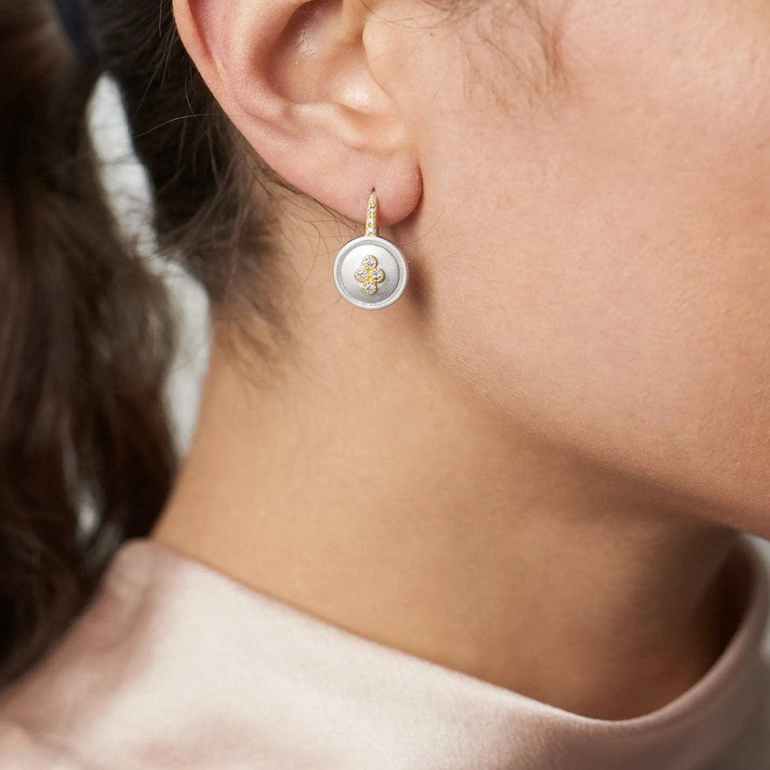 Armor of Hope Small Clover Leverback Earrings - FREIDA ROTHMAN