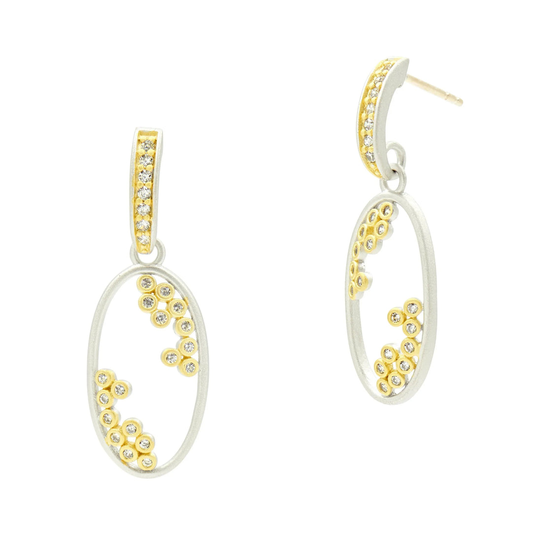 Platinumand14KGoldonSterlingSilver Armor of Hope Small Open Oval Hoop Earrings FR Vault EARRING
