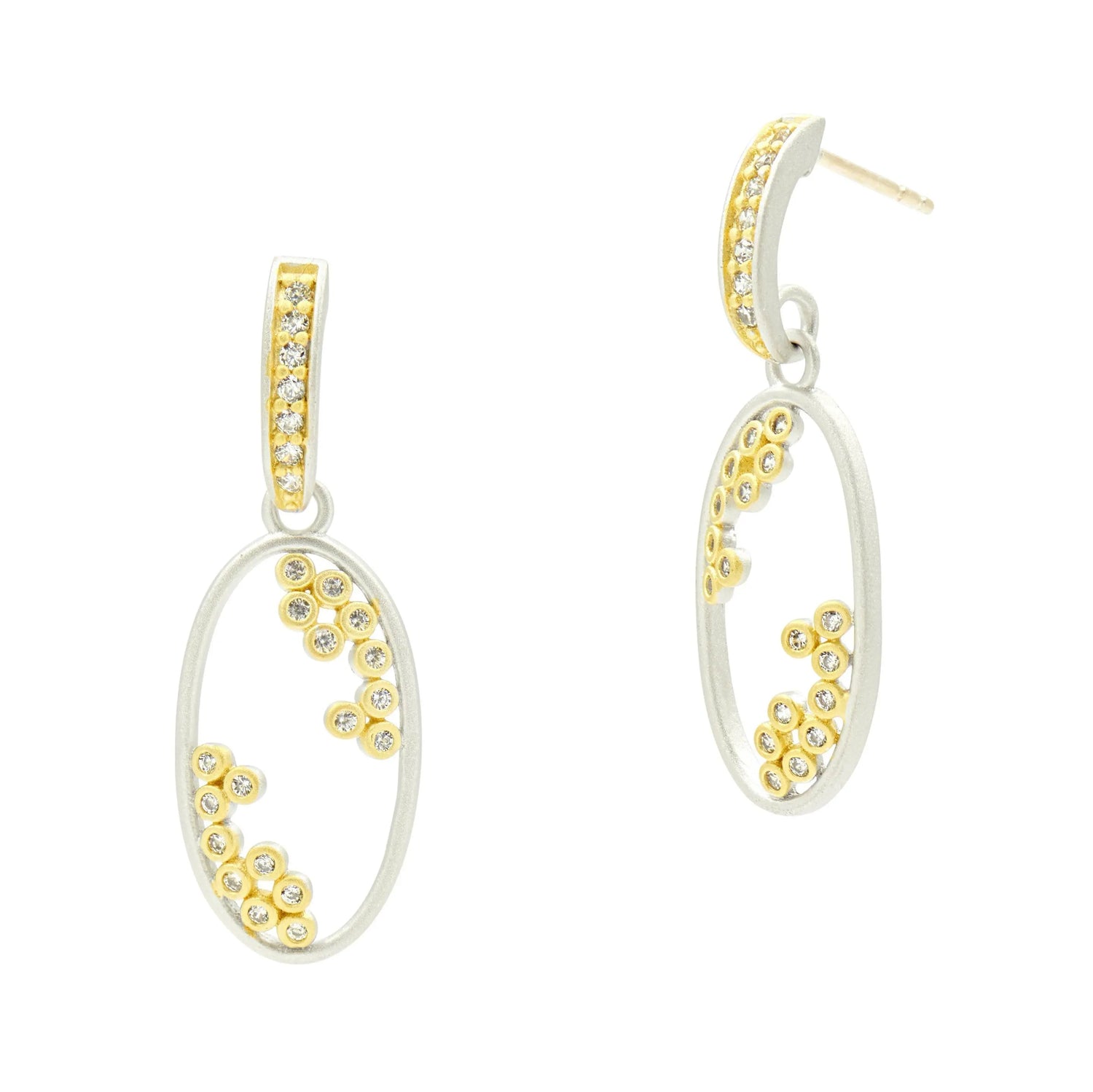 Platinumand14KGoldonSterlingSilver Armor of Hope Small Open Oval Hoop Earrings FR Vault EARRING