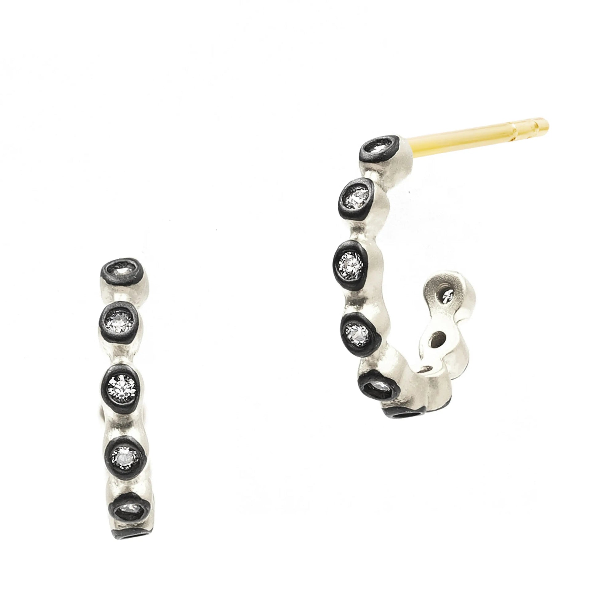 SilverBlack Bezel Ear Huggie FREIDA ROTHMAN EARRING