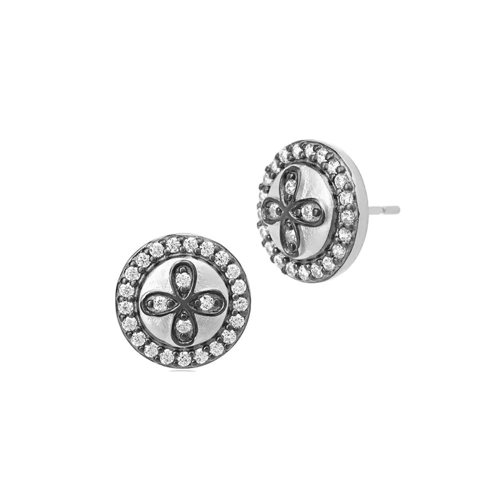 BlackSilver Clover Stud Earrings Signature EARRING