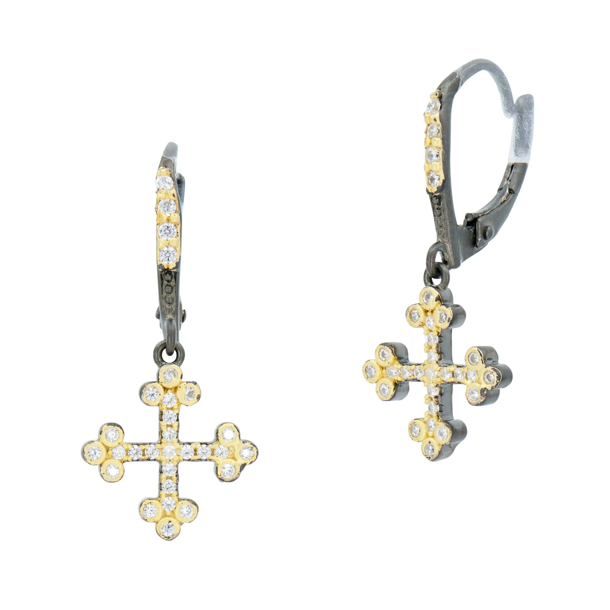 GoldBlack Cross Leverback Earring FREIDA ROTHMAN EARRING